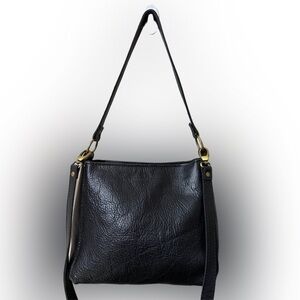 Portland Leather Pebbled Black Triangle Shoulder Bag